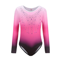 Kids Ballet Leotard Patterned Gradient Body Suit Long-Sleeved High Quality Diamond Gymnastics Dance Clothes
