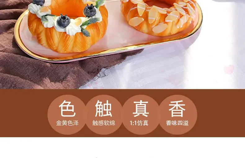 Description Picture 3 of itemFake Fruit Cake Donut Bread Artificial Food Model Simulation Baking Store Photography Props Ornaments Home Decor Decorations
