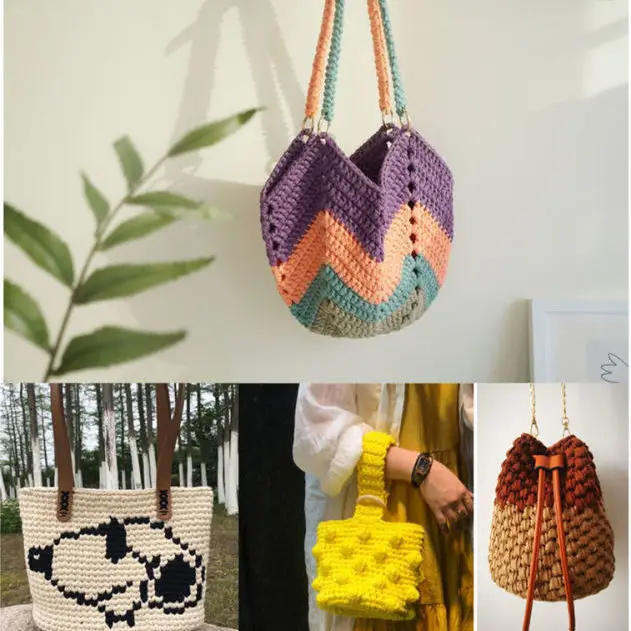 Description Picture 3 of itemFlat Knitted Fabric Thread, Hollow Yarn Flat Ribbon Thread, DIY Handmade Woven Bag Hook Sandals 250g Crocheting