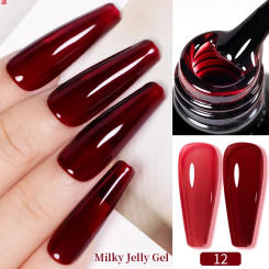 BOZLIN 7.5ml Jelly Nude Milky Blood Red Color French Gel Transparent Manicure Semi Permanent Soak Off Nail Art Varnish