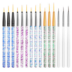 3Pcs Nail Art Liner Brush Acrylic DIY French Stripe Thin Line Painting Drawing Flower Pen Gel UV Polish for Manicure Tools