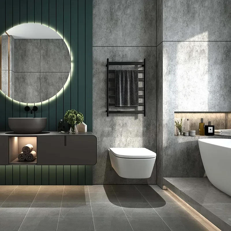 Description Picture 3 of itemSANIPRO Wall Mounted Radiator Hydronic Heated Warm Drying Towel Warmer Machine Electric Heating Towel Ladder Rack