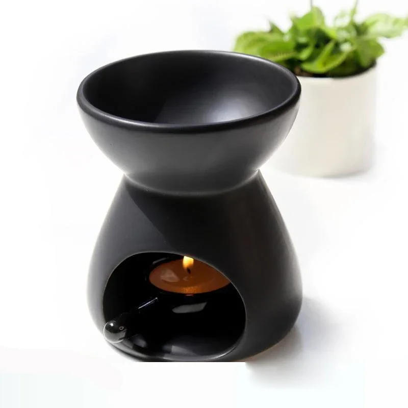 Description Picture 4 of item2 in 1 Handmade Essential Oil Stove Ceramic Candle Heating Holder Bedroom Nightlight Prevent Dry Burning Yoga Spa Incense Burner