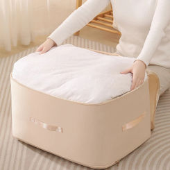 Large Capacity Quilt Storage Bags Elegant Polyester Duvet Organizers With Handle Compressible Zippered Clothes Sorting Bags