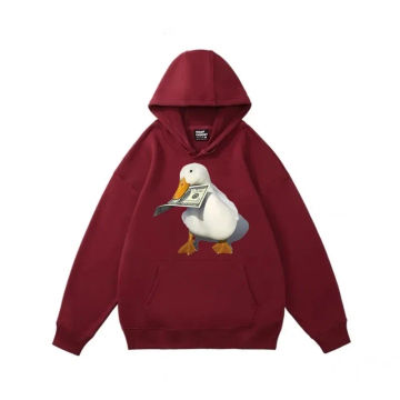 Duck print men's hoodie cartoon pattern hooded fashionable pocket outdoor wear spring and autumn hip-hop pullover hooded jacket