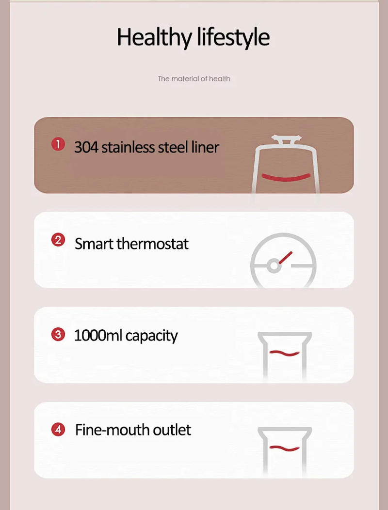 Description Picture 4 of item220V Electric Kettle Household Gooseneck TeaPot 1.0L Water Boiler Hand Brewing Coffee Pot Tea Maker 304 Stainless Steel Liner