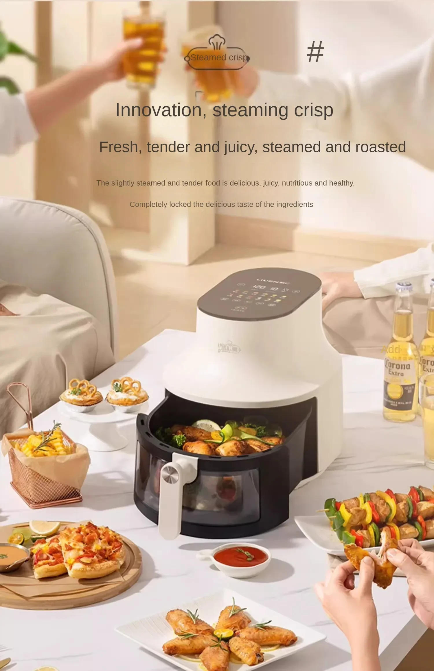 Description Picture 4 of item220V  Visual Air Fryer Home Large Capacity Steam Deep Frying Pan Official Flag Store Automatic French Fries Fried Chicken Smart
