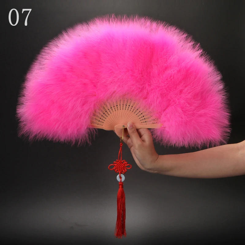 Description Picture 5 of itemChinese Style Feather Folding Fans Wedding Decoration Pretty Hand Fans  Fashion Party Show Cosplay Props Fan Home Decoration