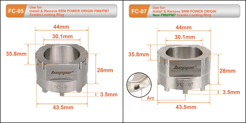 Description Picture 5 of itemHEPPE Bicycle Crank Spider Locking Ring Installation/Removal Tool Crank Removal Wrench for Hollowgram SL/SI FSA SRM REX Cranks