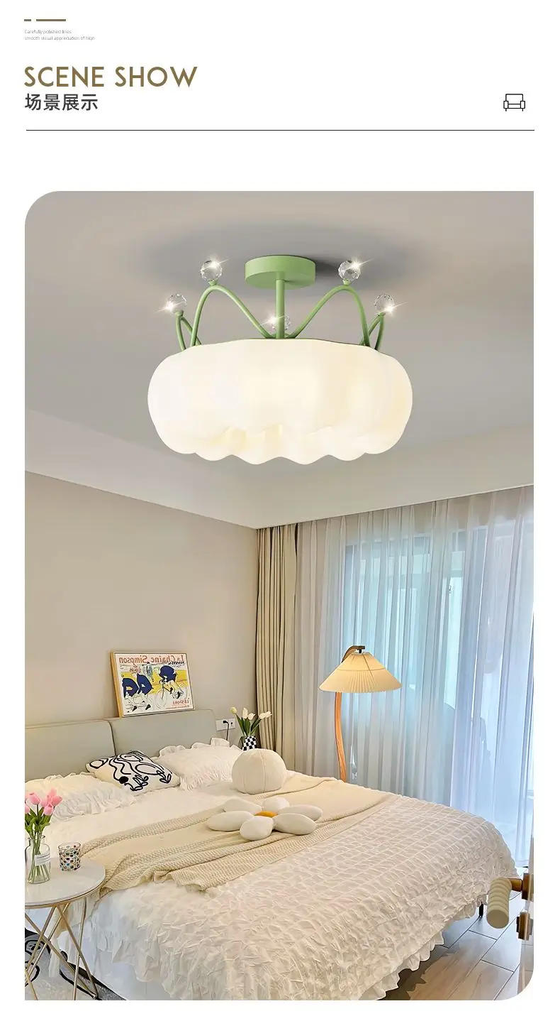 Description Picture 3 of itemCrystal Flower Children's Bedroom Pendant Simple and Warm Creative Princess Pendant Lamp Modern romantic living room chandelier