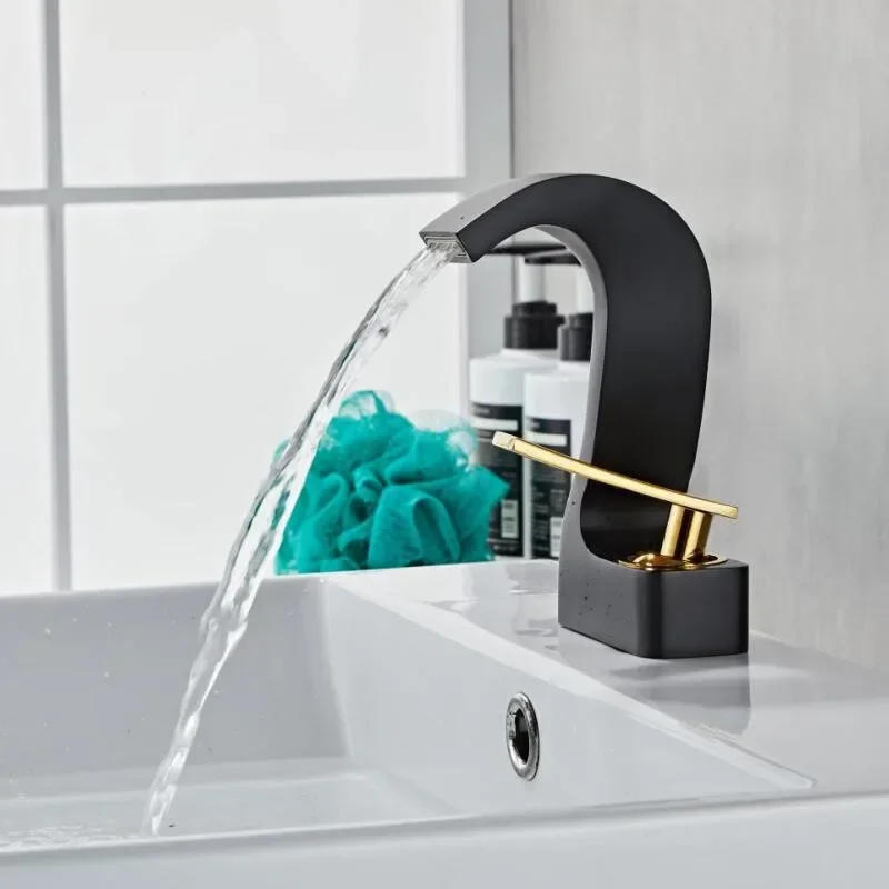 Description Picture 3 of itemBathroom Faucet Solid Brass White & Gold  Bathroom Basin Cold And Hot Water Mixer Sink Tap Single Handle Deck Mounted Tap