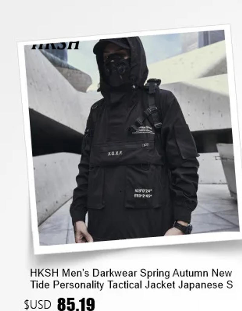 Description Picture 2 of itemHKSH Summer Spring Men's Tide Streetwear Letter Ribbon Shorts Half Length Pants Chic Cotton Fashion Punk Capris Darkwear HK2028