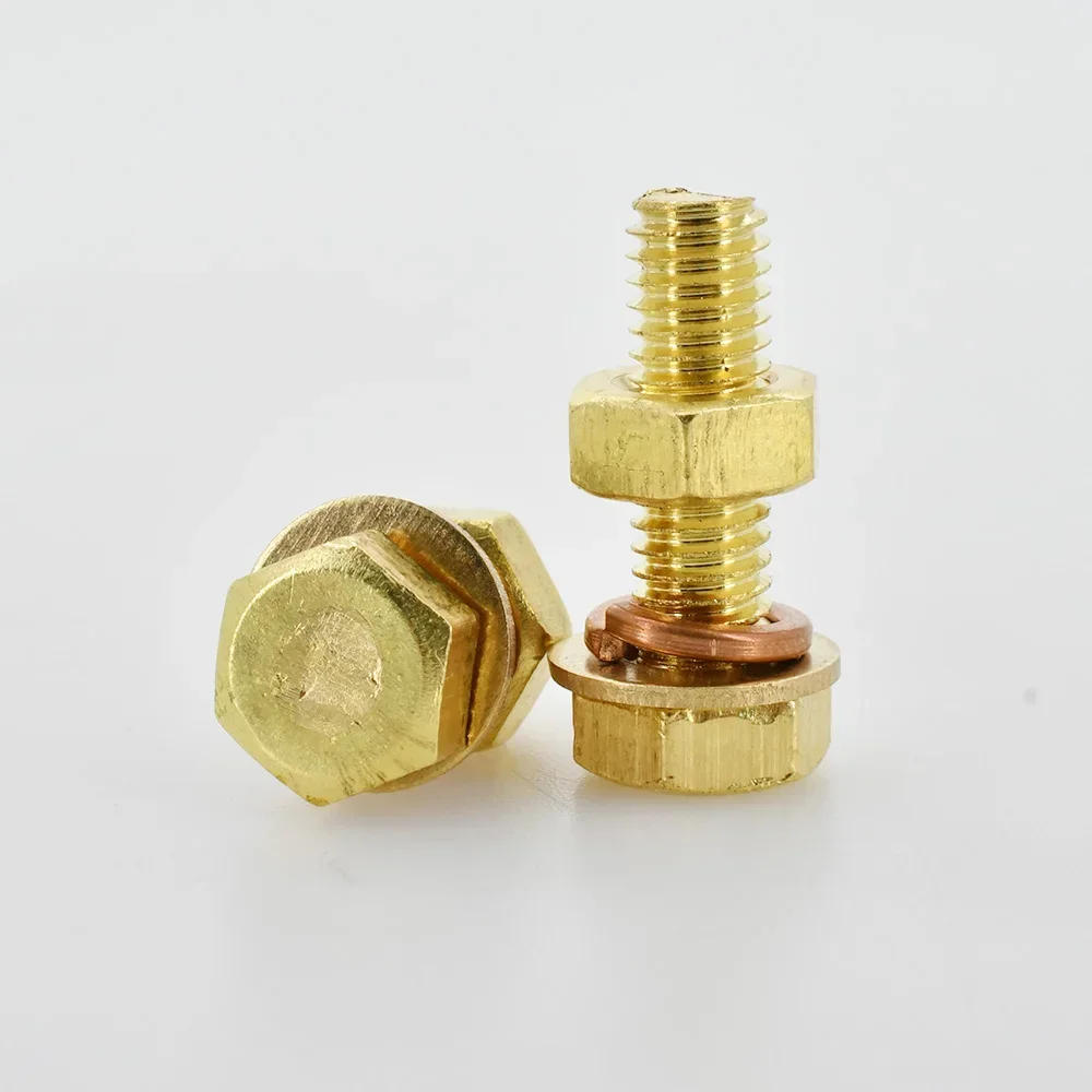 Description Picture 6 of itemM4 M5 M6 M8 M10 M12 Brass Screw Nut Sets Hex Bolt Washer External Elastic Gasket Nut Kit Metric Thread Copper Screws Spacers