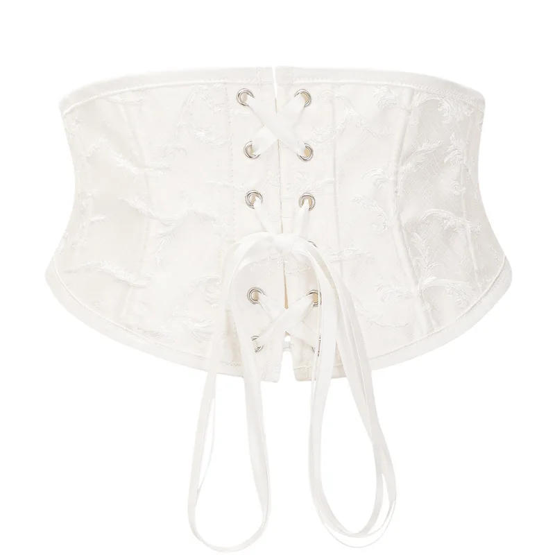 Description Picture 4 of itemWomen Waist Trainer Corsets Plus Size Slimming Shaper Belt Short Torso Satin Underbust Corset Sexy Lace Up Bustier Black White