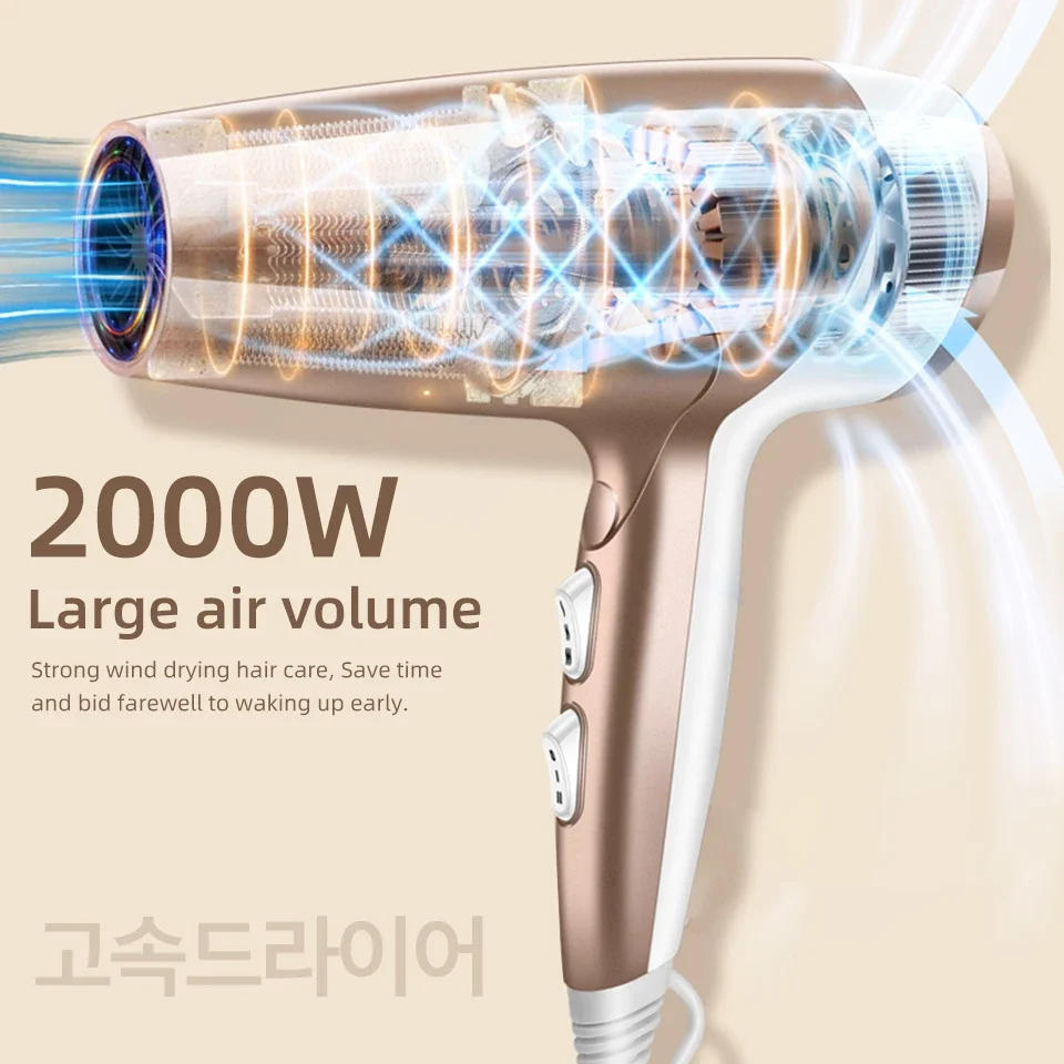 Description Picture 5 of item220V Hair Dryer Professional 2000W Strong Power Blow Hair Dryer Brush For Hairdressing Barber Salon Tools Hair Dryer Light Body