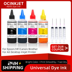 Universal Printer Dye Ink for Canon For Epson For HP For Brother Ink Refill Kit 100ml Bottle 4 Color Dye Cartridge CISS EcoTank