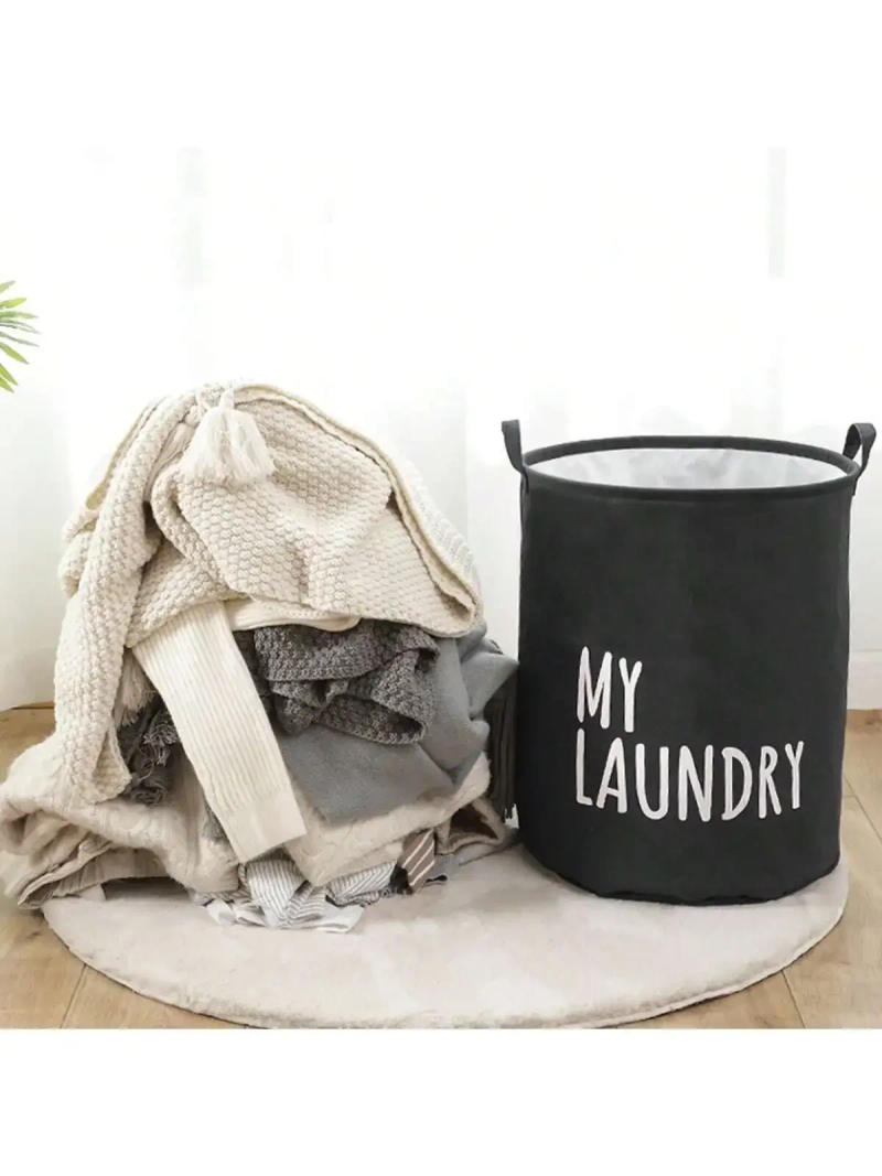 Description Picture 6 of item1pc-Foldable Drawstring Laundry Basket Large Capacity Waterproof Clothes Storage Basket For Home Bathroom Children's Toy Organiz