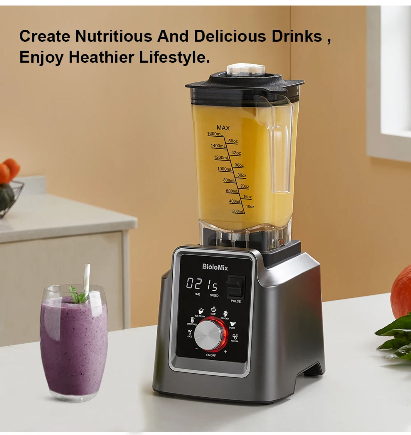 Description Picture 5 of itemBioloMix Digital BPA FREE 2L Automatic Program Professional Commercial Blender Mixer Juicer Food Processor Ice Smoothies Fruit
