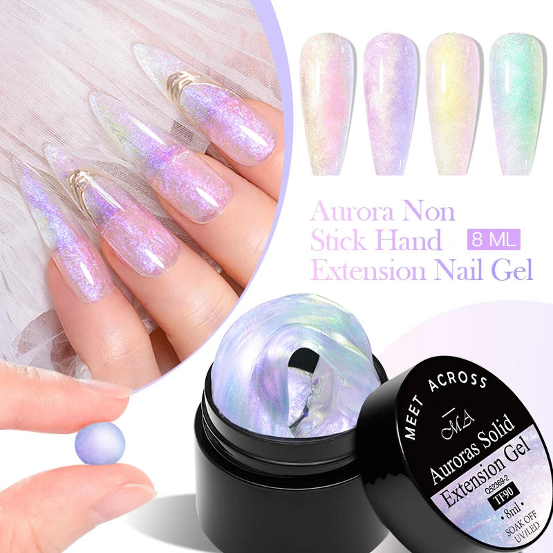 Description Picture 5 of itemMEET ACROSS 2Pcs/Set Aurora Non Stick Hand Extension Gel Nail Polish Dream Color Extension Gel Rhinestone Glue Nail Art Varnish