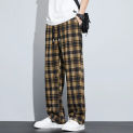 Male Plaid Sweatpants Men Streetwear Wide-Leg Straight Loose Track Trousers Male Casual Contrast Color Trousers 2024 Z115