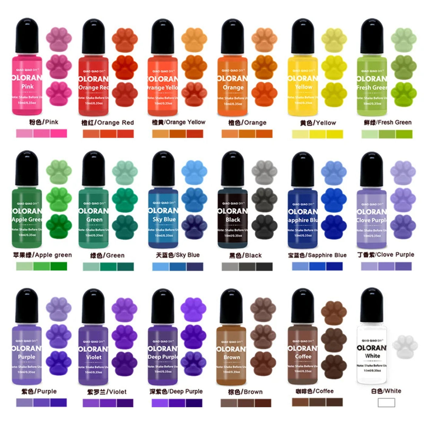Description Picture 4 of item20 Colors Candle Dyes Pigment Aromatherapy Liquid Colorant Pigment DIY Candle Mold Soap Coloring Handmade Crafts Resin Pigment