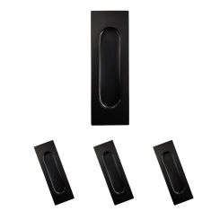 4 Pack Black Recessed Finger Flush Pulls for Kitchen Cabinet Door Closet Door, Sliding Cupboard Door Handle