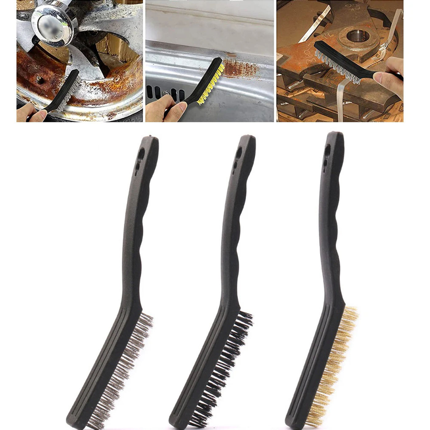 Description Picture 3 of item1pcs Mini Wire Brush Brass Nylon & Steel Brushes Rust Remover Cleaning Polish Grinder Clean Tools Home Kits