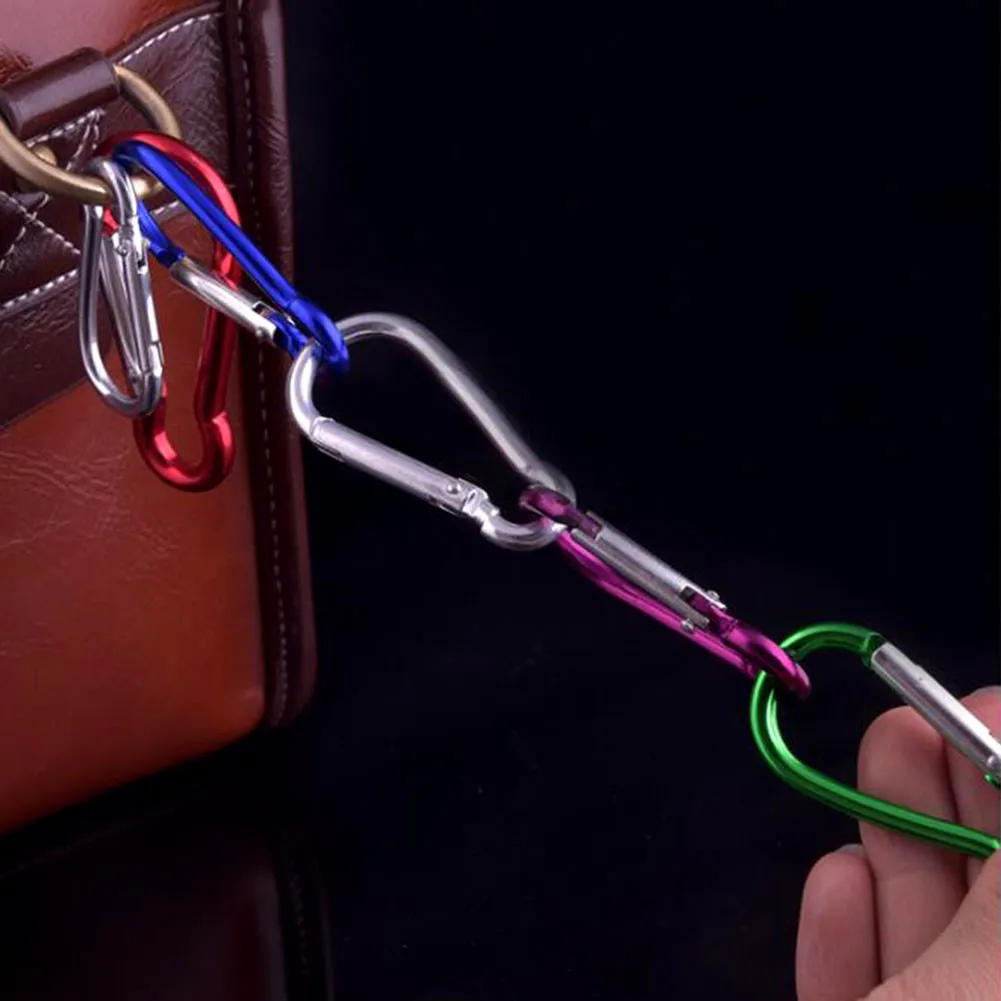 Description Picture 6 of item10PCs Aluminum Carabiner Key Chain Clip Outdoor Camping Keyring Snap Hook Water Bottle Buckle Travel Kit Climbing Accessories