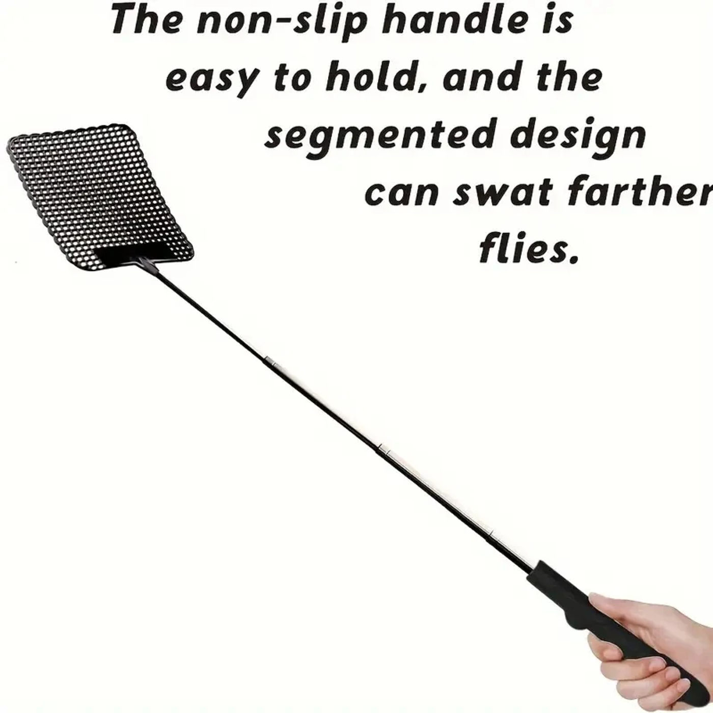 Description Picture 3 of item5 Pack Of Black Creative Fly Swatter Mosquito Swatter Stainless Steel Expansion Design Fly Repellent Supplies