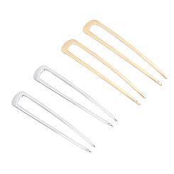 4pcs U-Shaped Hairpins Hair Clips Alloy Bobby Pin Hair Stick for Women Girls (Golden + Silver)