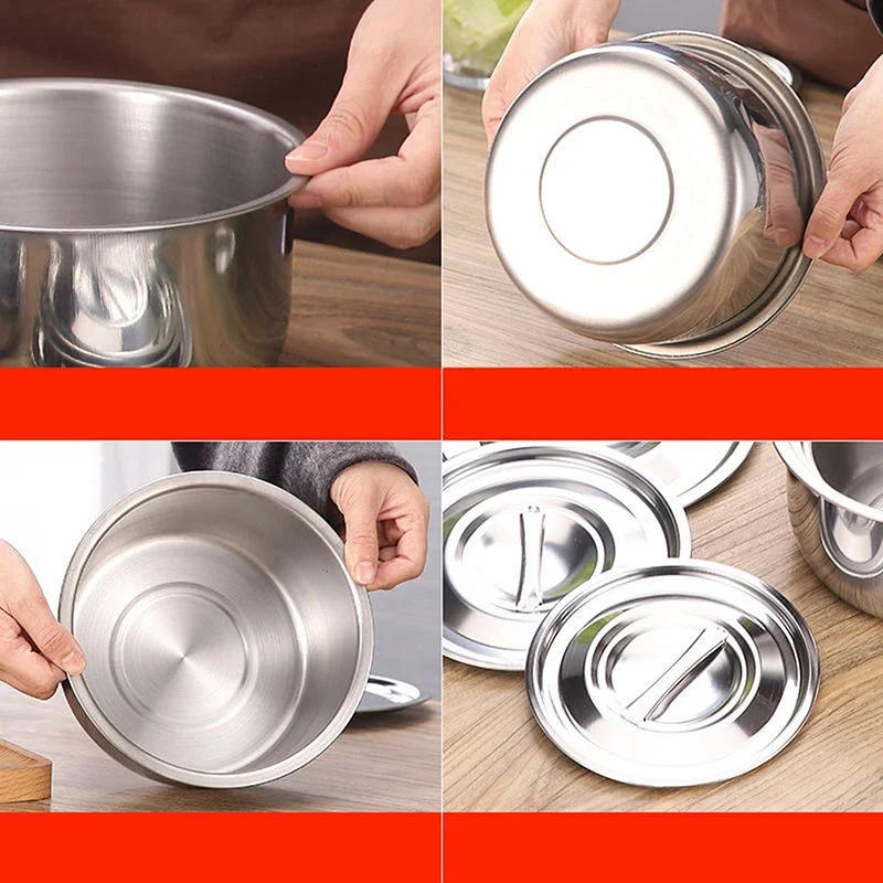 Description Picture 4 of item3pcs Stainless Steel Soup pot With Lid Stock Pot Set Kitchenware Stew Pot Cooking Tools Cookware Kitchen Accessories для кухни