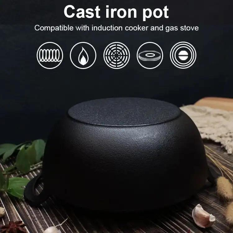 Description Picture 6 of itemCast Iron Pot Uncoated And Non Stick wok Casserole kitchen cooking pot cast iron skillet Cookware wok pan fry pan