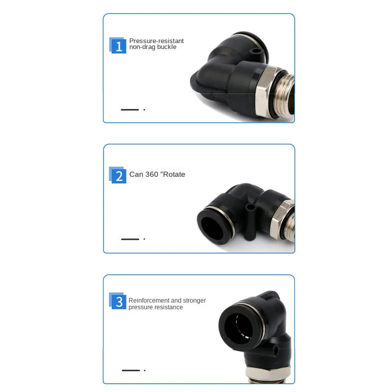 Description Picture 4 of itemExternal thread Elbow Quick Connector Alloy PL4 6 8mm Quick Insert Pneumatic Fitting Air Tube DIY Pneumatic Connector PL Series