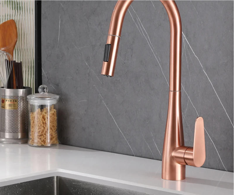 Description Picture 3 of itemKitchen Sink Faucet Brush Rose Gold Pull Out Sink Mixer Tap Rotation 304 SUS mixer taps Single Lever Hot cold Kitchen Tap