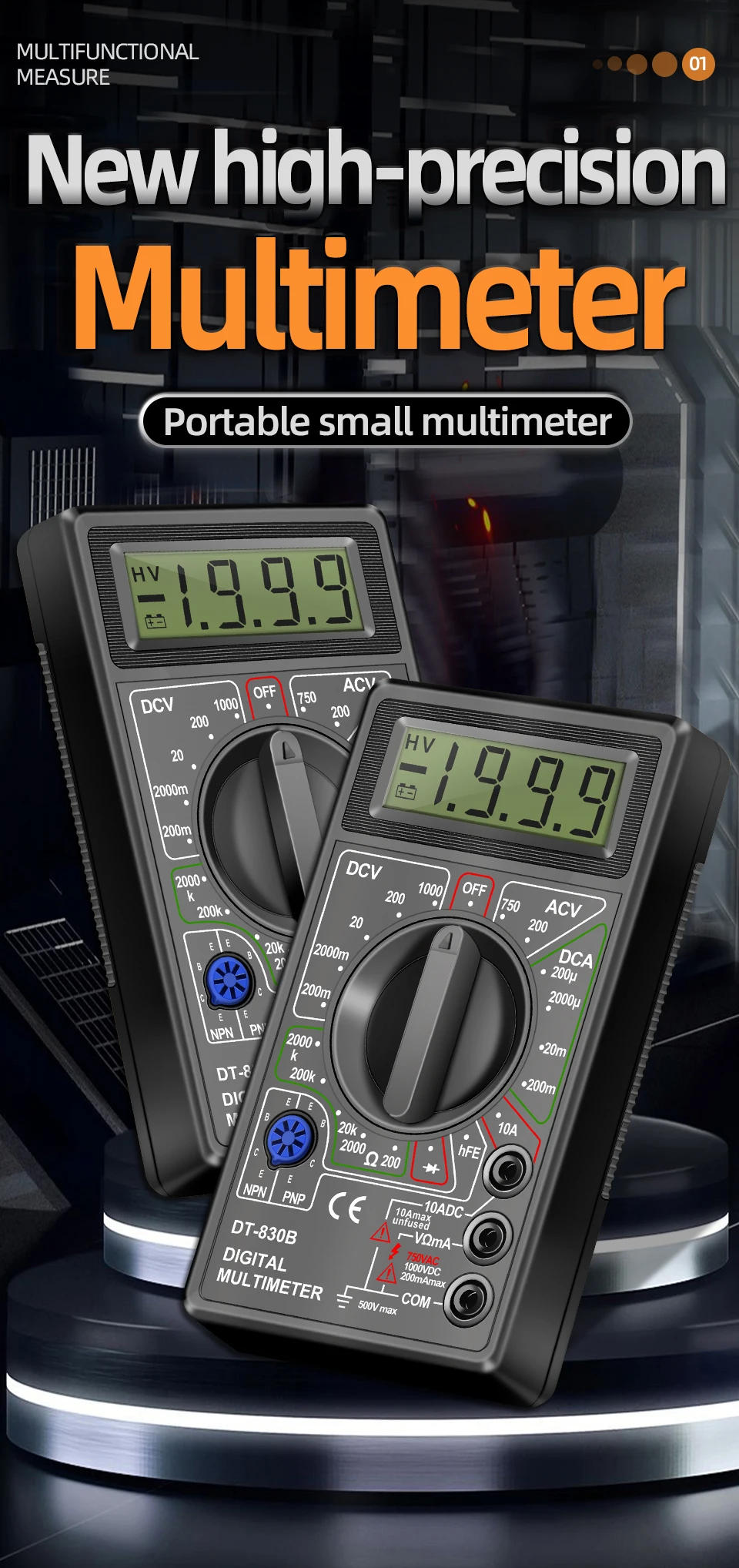 Description Picture 3 of itemANENG DT830B Multimeter Tester Handheld Multimetre Digital Multimeters Professional Multi Meter Multimetro Ohm Maltimeter Tools