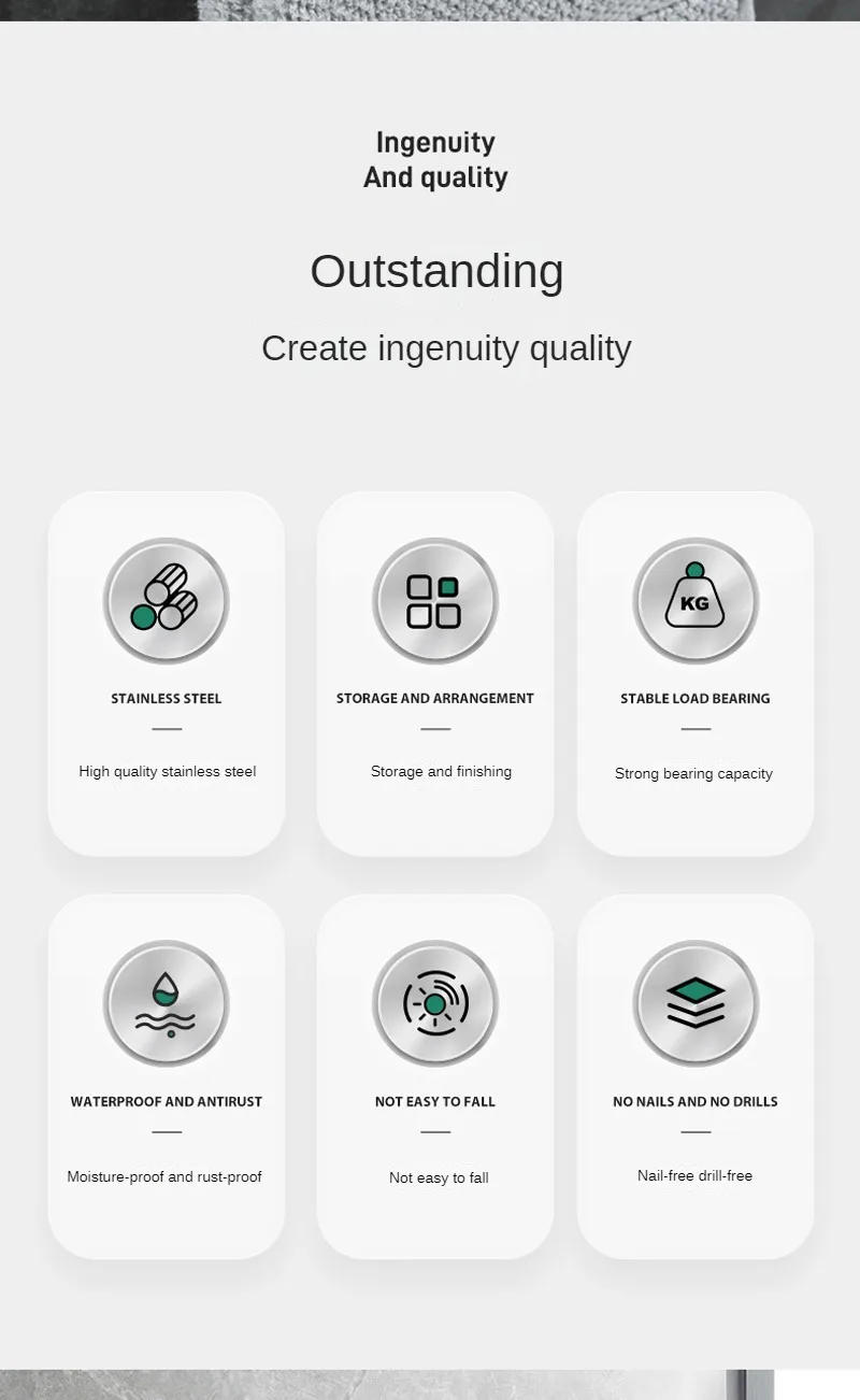 Description Picture 6 of itemTowel Holder Bathroom Wall Mounted Ring For Towels Kitchen Accessories Stainless Steel Rack Punch Free Household Organizer Rail