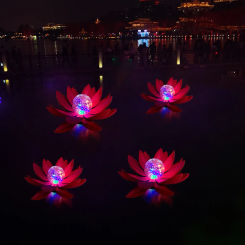 Artificial Lotus Shape Floating Pond Lamp Solar Floating Lotus Shape Water Surface Lantern Garden Pool Pond Fountain Decor