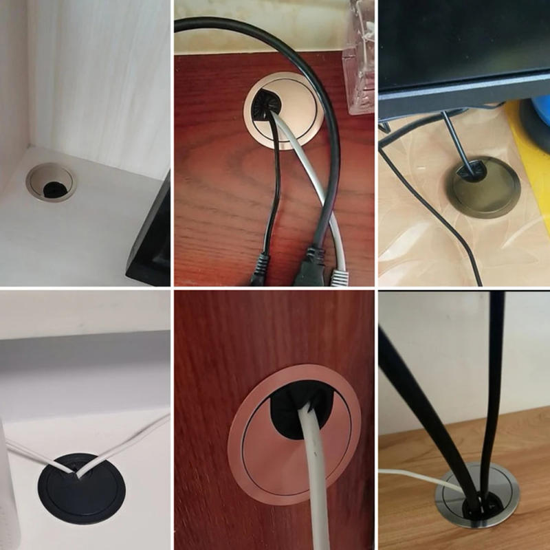 Description Picture 3 of itemCable Hole Cover 50mm/60mm/80mm Metal Grommet Desk Table Cable Tidy Outlet Wire Cover Home Office Computer Desk Cable Organizer