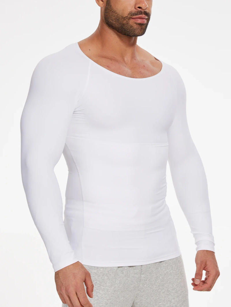 Description Picture 4 of itemMen Body Shaper Long Sleeve Compression Shirt Waist Trainer Male Corset Slimming Workout Tummy Control Shapewear Undershirt Tops