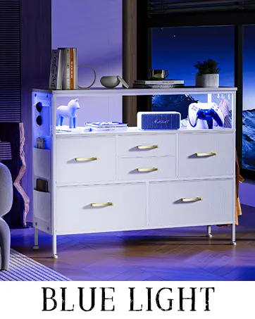 Description Picture 4 of itemDresser for Bedroom Dresser, TV Stand with 6 Drawers, Bedroom Dresser with Power Outlets and LED Light, Fabric Dressers &