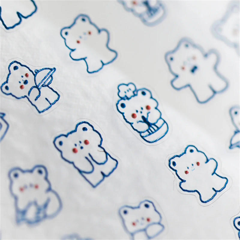 Description Picture 3 of item1pcs Cartoon 5D Relief Blue Hollow Bear Nail Art Stickers Kawaii Animals Adhesive Transfer Nail Decorations Slider Decals DIY