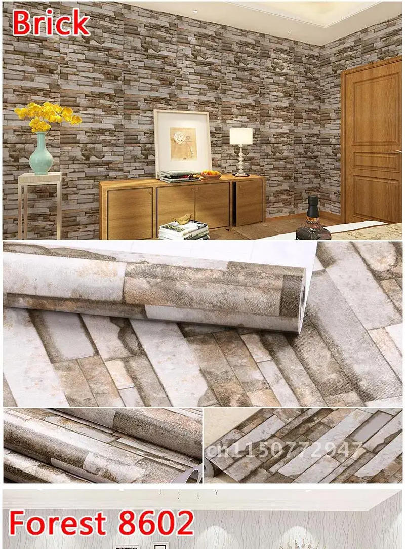 Description Picture 2 of itemBathroom Wallpaper PVC Self-adhesive Vinyl Rolls Vintage Waterproof Wall Paper Home Decor  Living Room Kitchen Walls Murals