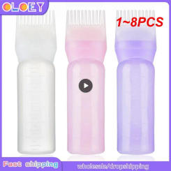 1~8PCS 120ml Multicolor Plastic Hair Dye Refillable Bottle Applicator Comb Dispensing Salon Hair Coloring Hairdressing Styling