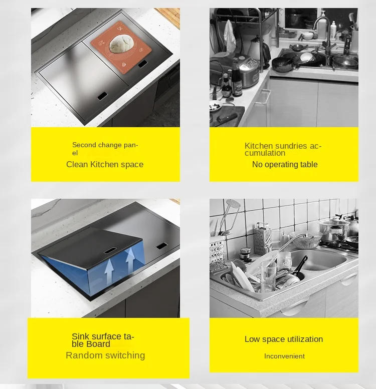 Description Picture 5 of itemModern Black Stainless Steel Single Basin Concealed Kitchen Sink for Home Undermount Dishwashing Sink