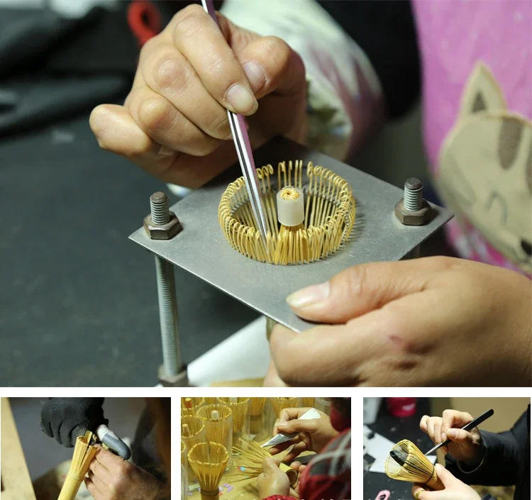 Description Picture 6 of item1/3/5pcs Japanese Ceramic Glossy Pink Matcha Bowl Macha Tea Whisk Chawan Chasen Holder Scoop Sifter Cup Ceremony Gift Set