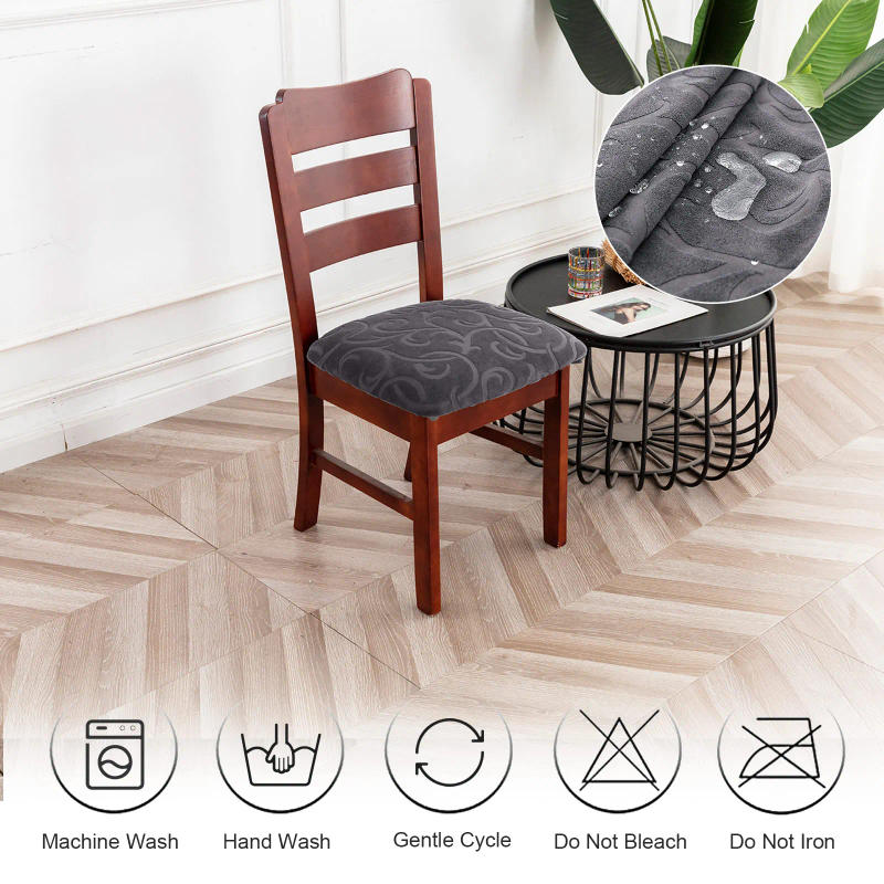 Description Picture 2 of item1 pc Waterproof Chair Seat Slipcovers Dining Room Chair Covers Flower Pattern Stretch Seat Cover