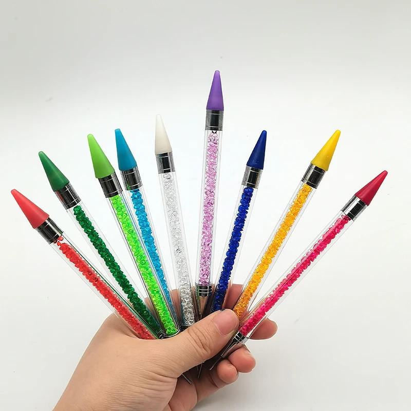 Description Picture 3 of item1pcs Crystal Double Head Point Drill Pen Gem Rhinestone Picker Wax Pencil 2 Ways Use Sticking Picking Dotting Jewelry Tools