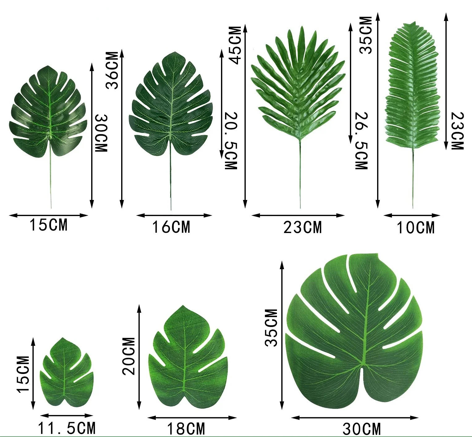 Description Picture 3 of item10PCS Tropical Palm Leaves Summer Monstera Artificial Silk Turtle Leaves for Home Hawaiian Luau Beach Wedding Party Decor