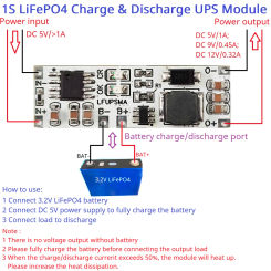 2 IN 1 DC 3.2V LiFePO4 Battery Charge & Discharge UPS Module 5V 9V 12V DC DC Boost Converter for Arduino ESP32 ESP8266 Wifi IOT