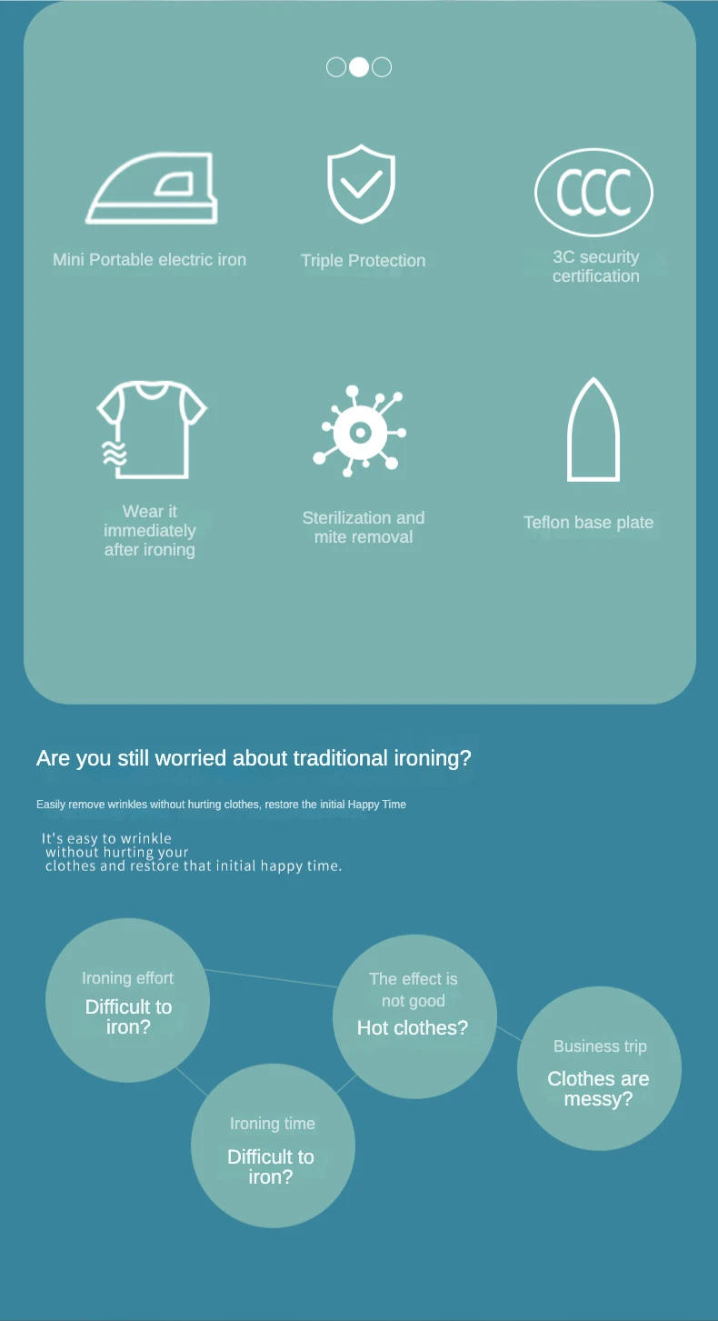 Description Picture 3 of itemElectric iron household hand-held small steam mini for clothes ironing machine hanging appliances portable electric wet and dry